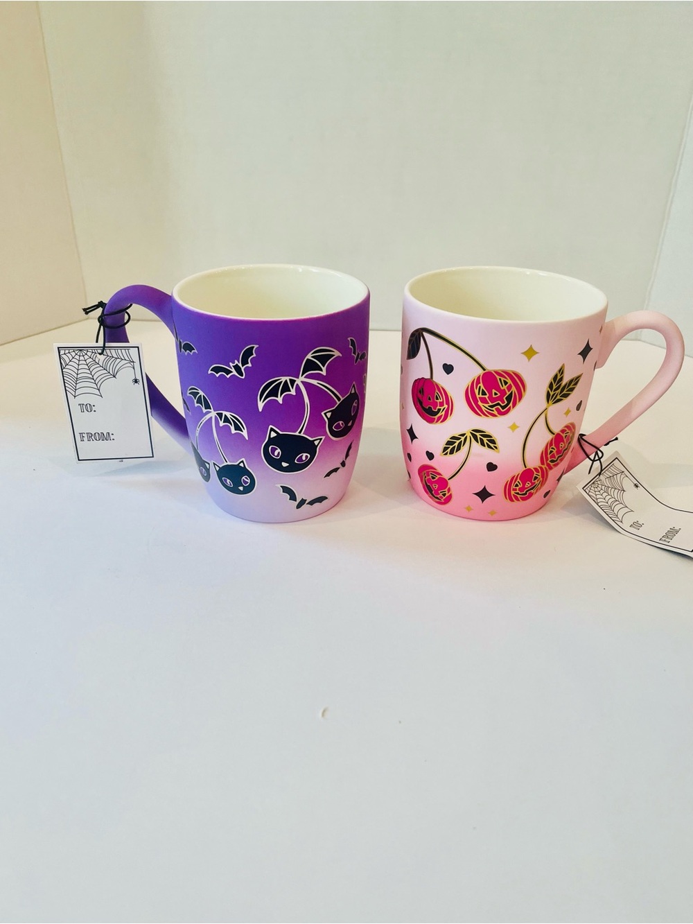 Whimsical Halloween Ceramic Mug - Purple Cat Design